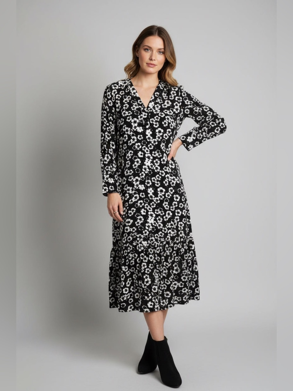 H&M Black and White Floral Maxi Dress